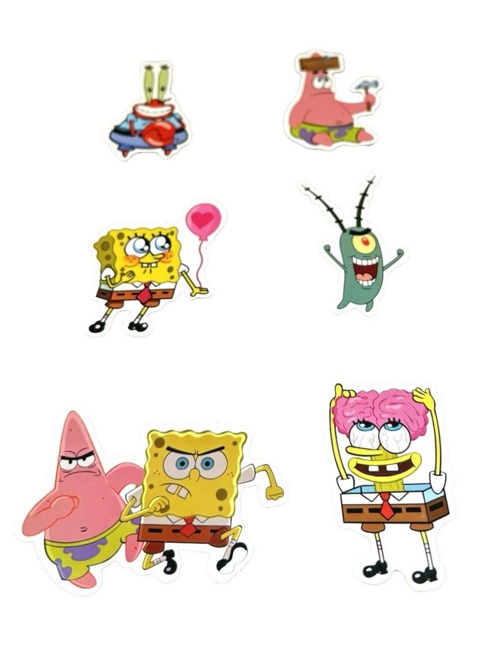 SpongeBob SquarePants 6pc Vinyl Stickers Lot Cartoon Water Bottle Laptop Decals